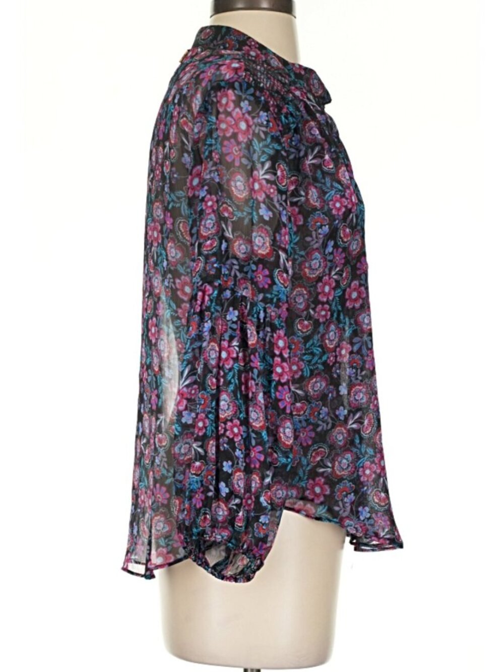 MISA Los Angeles Floral Semi Sheer Blouse Bell Sleeve Size S - Picture 4 of 6